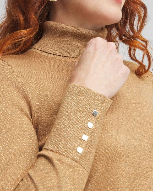 Camel Shimmer Turtleneck Sweater - image 4